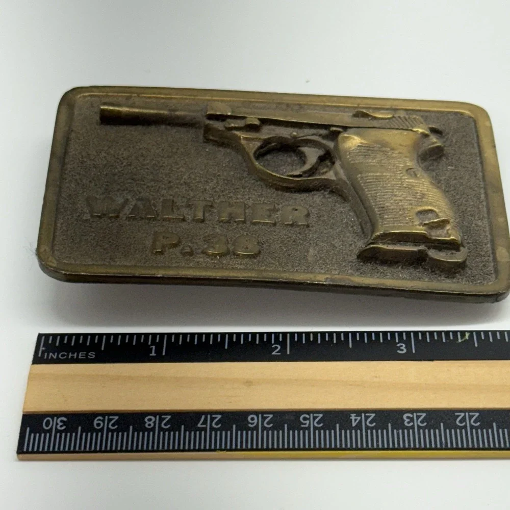VTG Adezy Denver Brass Walther P.38 Belt Buckle‎ Americana WW2 9mm Memorabilia